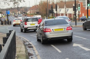 Car in cycle lane by the Regent Centre