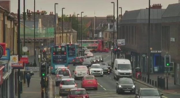 Picture of Gosforth High Street full of vehicles May 2019