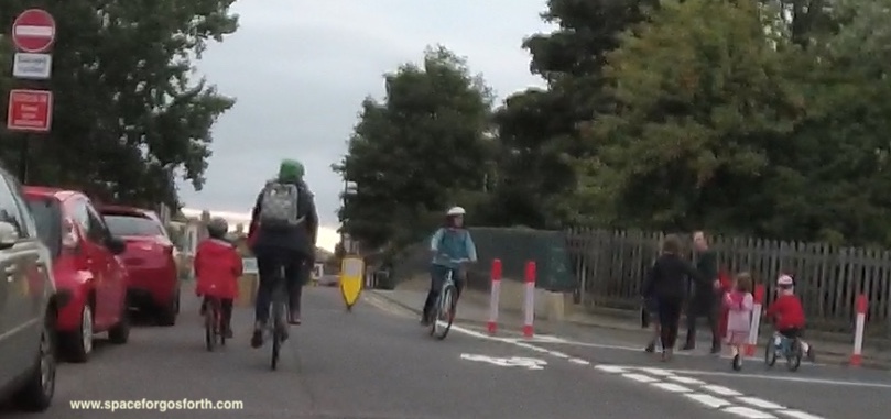 Picture of people walking and cycling over Stoneyhurst Road bridge