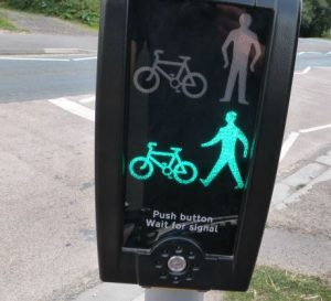 Push button for a toucan crossing