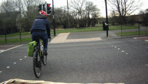 The Bike Train on the signalised crossing on Salters Lane