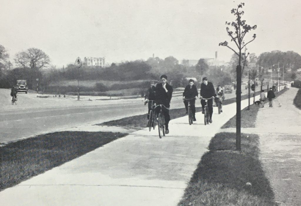 This image shows a British 1930s cycle track location unknown courtesy of Carlton Reid