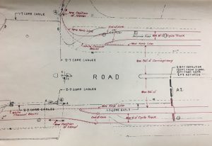 This is an engineers plan of Great West Road 1936 showing separated cycle tracks. Image courtesy of Carlton Reid