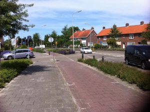 Almere Consulting is named after a town in the Netherlands - photo shows a Dutch bike lane separated from the road by bollards and a plant border