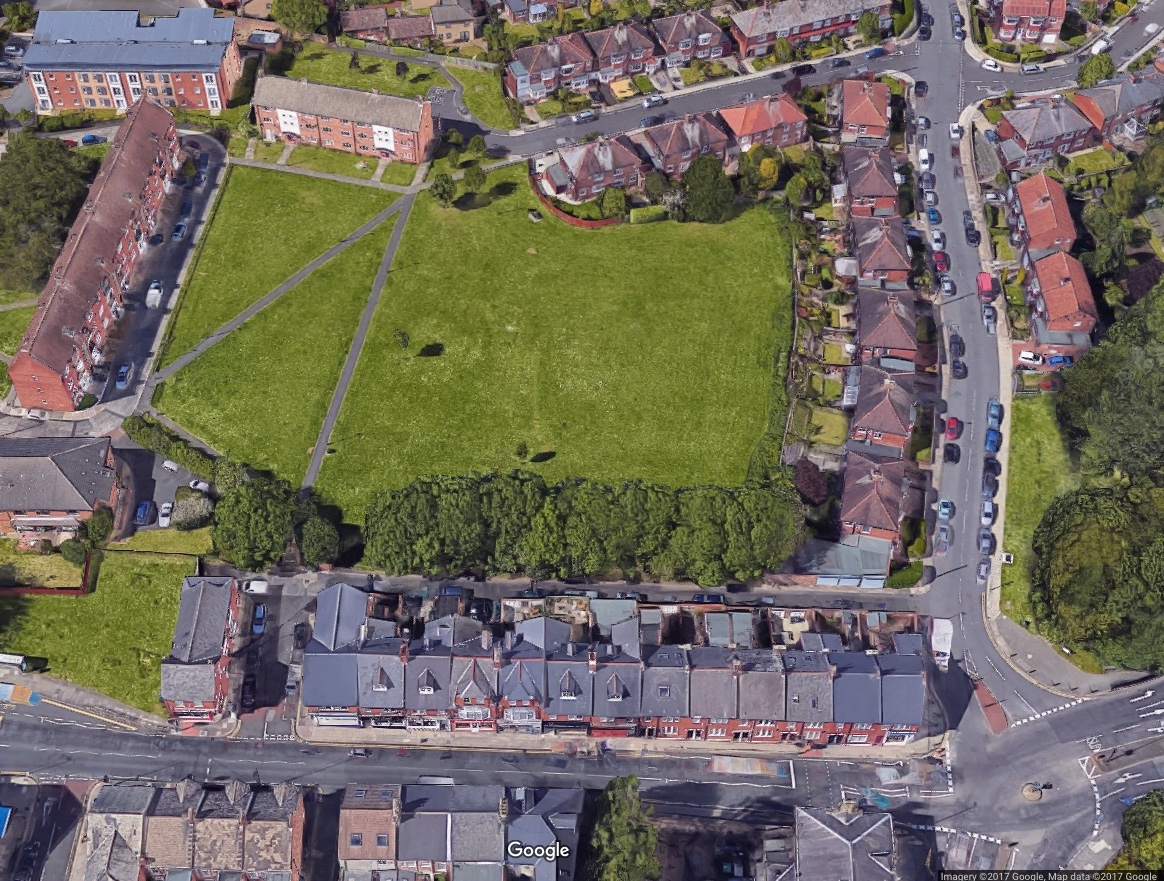 Google Satellite imagery showing South Gosforth Green