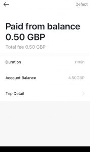 Screenshot showing 50p deducted from my balance.