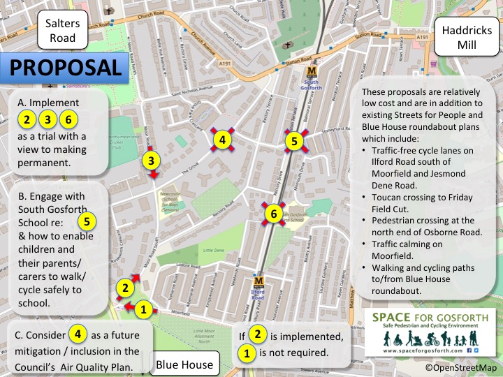 A proposal for a low traffic neighbourhood east of Gosforth High Street.