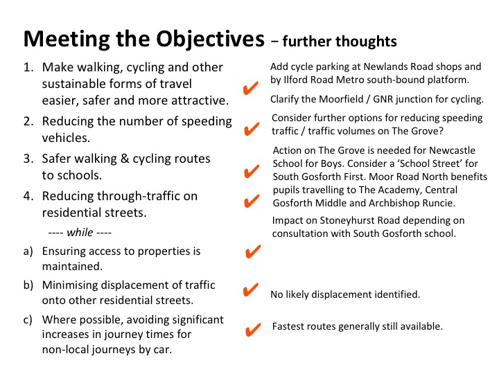 List showing that objectives have been met.