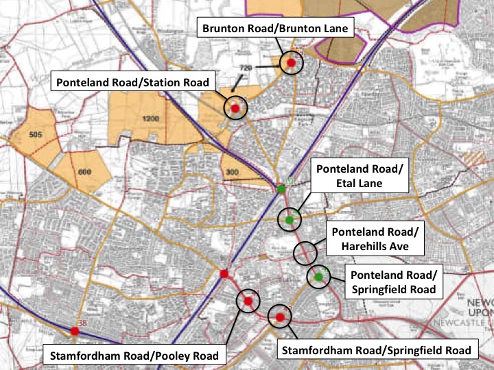 Map of the junctions affected