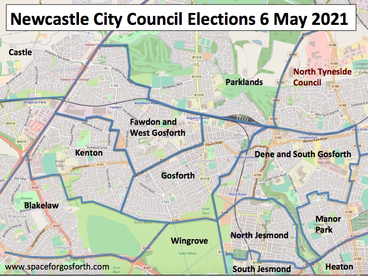 Map of local Council wards centred on Gosforth