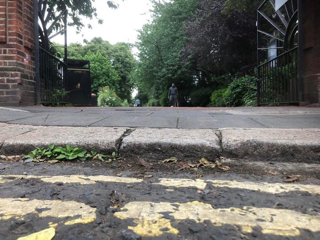 Picture showing the kerb at the entrance to Gosforth Central Park