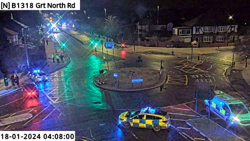 Picture of Broadway Roundabout 4am on 18 January 2024. Road closed by police