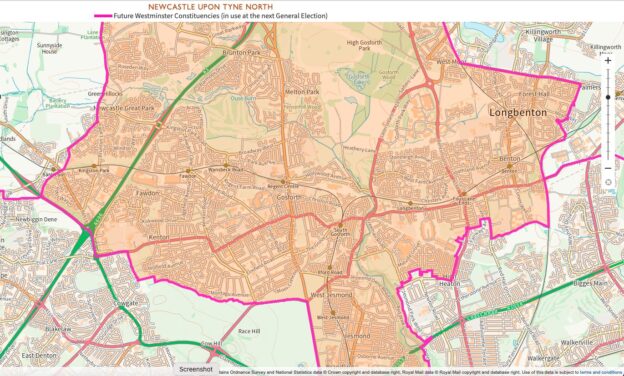 Map of the Newcastle North parliamentary constituency 2024