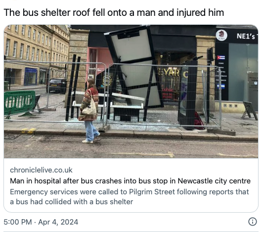 Man in hospital after bus crashes into bus stop in Newcastle city centre
Emergency services were called to Pilgrim Street following reports that a bus had collided with a bus shelter