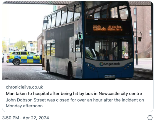 Man taken to hospital after being hit by bus in Newcastle city centre
John Dobson Street was closed for over an hour after the incident on Monday afternoon